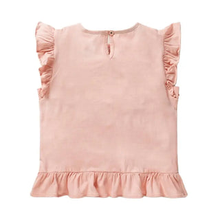 Mini Boden Girl's Sleeveless Flutter Floral Applique T-Shirt in Blossom Pink