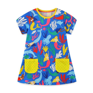 Mini Boden Girl's Mermaid Printed Tunic in Blue