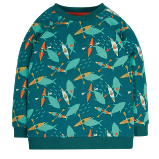 Frugi Boy's Rex Shark Sweatshirt in Indigo