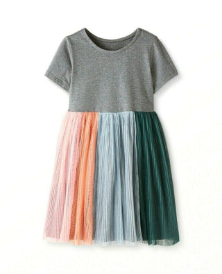 Hanna Andersson Girl's Soft Tulle Rainbow Dress In Grey