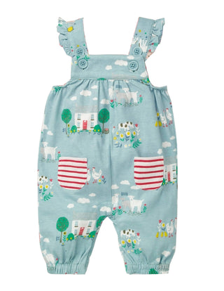 Baby Boden Jersey Dungaree in Light Blue Farm