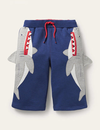 Mini Boden Boy's Applique Jersey Baggies in Navy Sharks