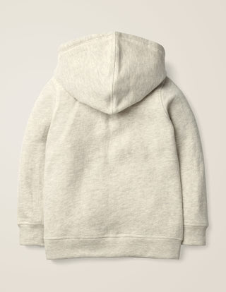 Mini Boden Girl's Full Zip Cosy Cat Hoodie in Ecru