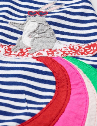 Mini Boden Girl's Cross-Back Applique Dress in Bunny Applique