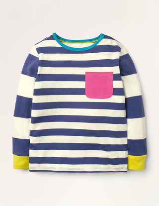 Mini Boden Boy's Hotchpotch Stripe T-Shirt In Navy/ Ivory Stripe