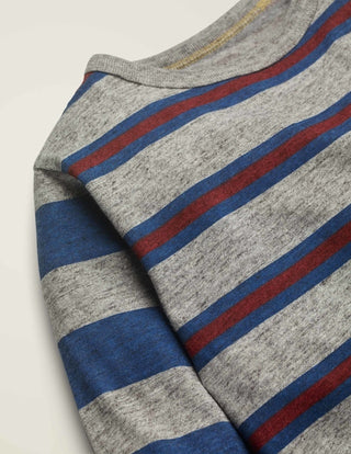 Mini Boden Boy's Hotchpotch Stripe T-Shirt in Grey Marl
