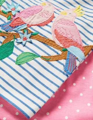 Baby Boden Bird Applique T-Shirt and Bloomers Play Set in Blossom Pink/Multi