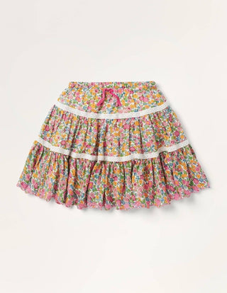 Mini Boden Girl's Lace Woven Twirly Skirt in Multi Hotchpotch Floral