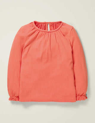 Mini Boden Girl's Plait Detail Top In Peach Melba Pink