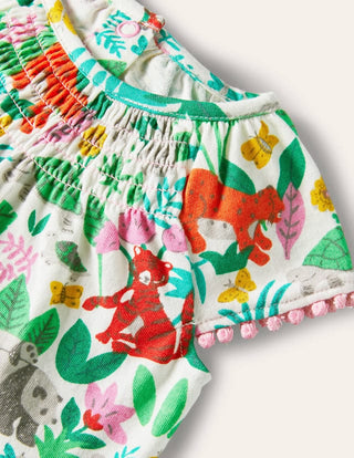 Baby Boden Printed Jersey Romper in Multi Jungle