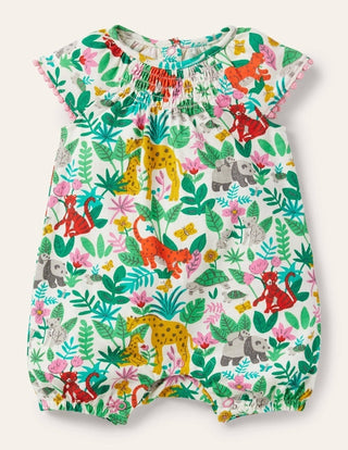 Baby Boden Printed Jersey Romper in Multi Jungle