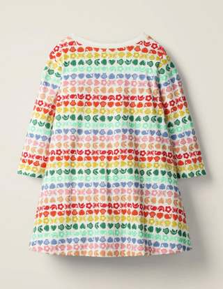 Mini Boden Girl's Stripe Printed Tunic Dress in Ivory Multi (Slightly Defect)