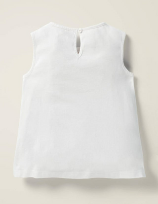 Mini Boden Girl's Smocked Top in White
