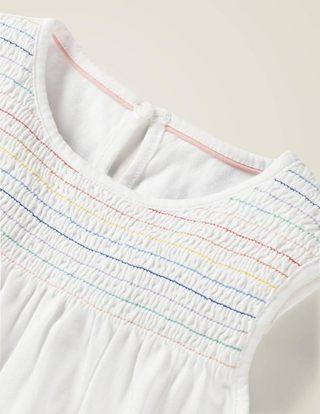 Mini Boden Girl's Smocked Top in White