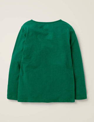 Mini Boden Girl's Sparkly Festive Animal T-Shirt in Green (SLIGHTLY DEFECT)