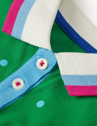 Mini Boden Girl's Spotty Polo Jersey Dress in Green