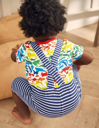 Baby Boden Summer Jersey Dungaree Set in Navy Mix