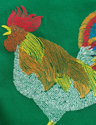 Mini Boden Cockerel Superstitch T-Shirt in Green