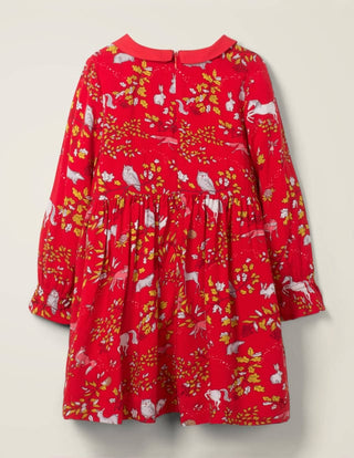 Mini Boden Girl's Woodland Printed Dress in Red