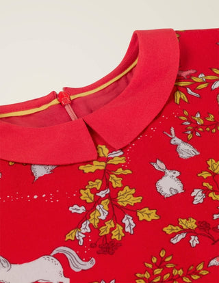 Mini Boden Girl's Woodland Printed Dress in Red