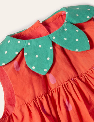 Baby Boden Woven Bubble Romper in Strawberry Tart Red