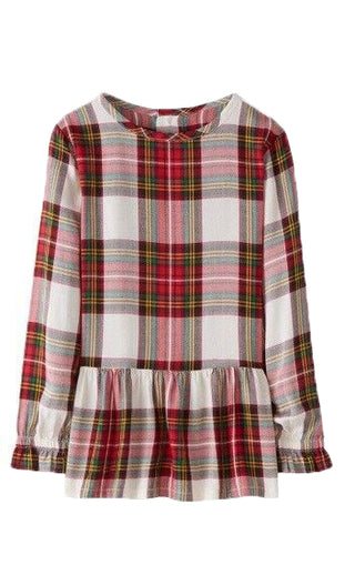 Hanna Andersson Girl's Checks Woven Top in Red Multi