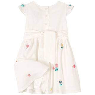 Frugi Girl's Soft Flower Rossy Dress in White