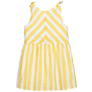 Carrement Beau Girl's Sleeveless Striped Cotton Blend Dress in White Yellow