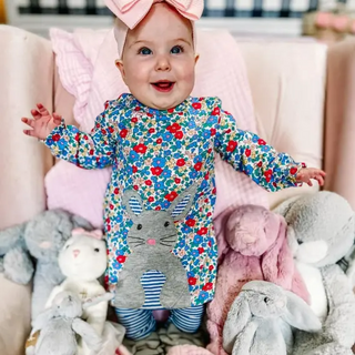 Baby Boden Baby Bunny Applique Hotchpotch Floral Top in Multi