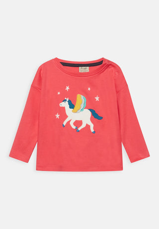 Frugi Girl's Bethany Applique Top in Pink Watermelon/ Pegasus (Slightly Defect)