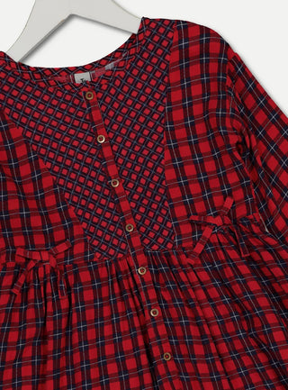 Tu Girl's Check Tunic in Red