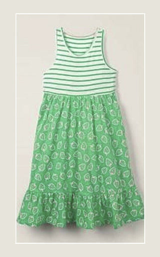 Mini Boden Girl's Hotchpoth Print Jersey Dress in Green Strawberry