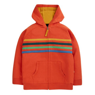Frugi Boy's Bonfire Stripe Hayle Hoody in Orange
