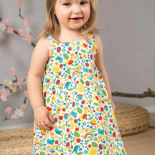 Frugi Girl's Jess Party Dress in Ivory Mix