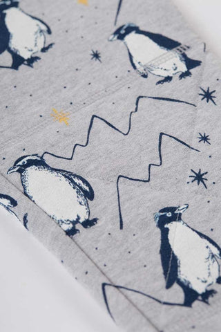 Frugi Boy's Penguins Printed Snug Joggers in Grey Marl
