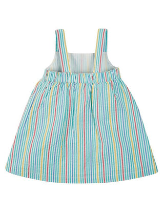 Frugi Baby Girls Alma Summer Dress in Multi Stripe/Parakeet