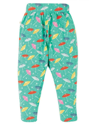 Frugi Girl's Parasols Gabriella Gathered Trousers in Multi Umbrella