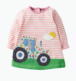 Baby Boden Big Applique Dress in Elizabethan Blue Farm