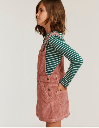 Fat Face Girl's Adjustable Buckle Cord Pinafore Dress in Pink