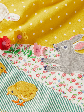 Baby Boden Baby Lamb Applique Dress and Leggings Set in Yellow