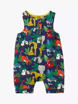 Baby Boden Jungle Print Romper in Navy Multi