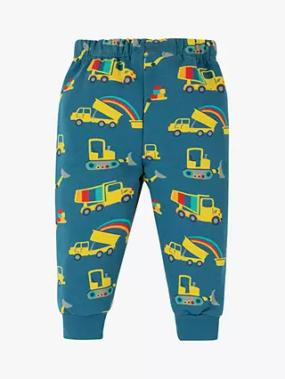 Frugi Boy's Printed Snug Crawlers in Blue/Construction Digger