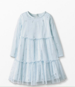 Hanna Andersson Girl's Soft Tulle Glitter Dress In Sky Blue