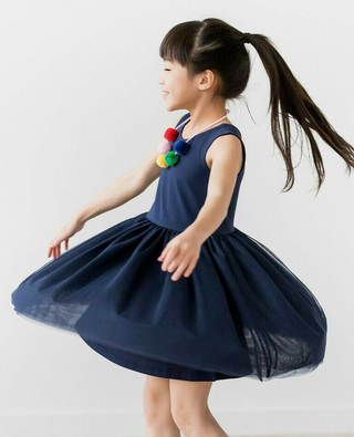 Girl's Tutu Soft Tulle Dress In Navy