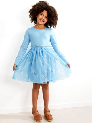 Hanna Andersson Rainbow Soft Tulle Dress In Blue