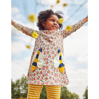 Mini Boden Girl's Bee Applique Tunic in Ivory