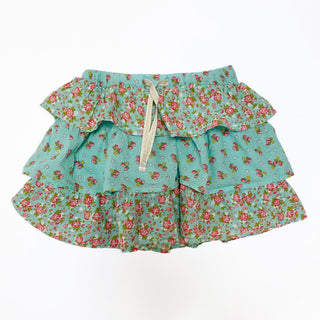 Mini Boden Girl's Ditsy Floral Tiered Skirt in Green