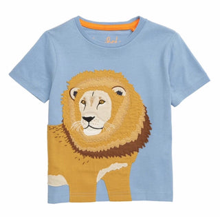Mini Boden Boy's Lion Big Applique Top in Light Blue