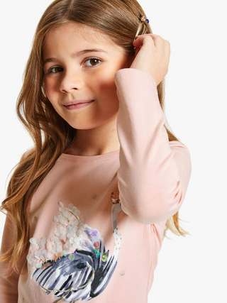 John Lewis & Partners Girls' Ostrich T-Shirt in Pink