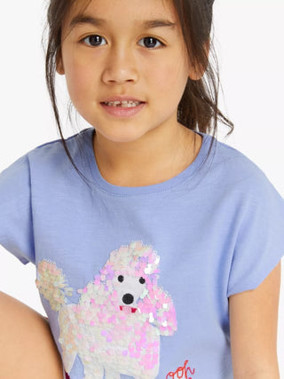 John Lewis & Partners Girl's Sequin Embellished Poodle T-Shirt in Lilac